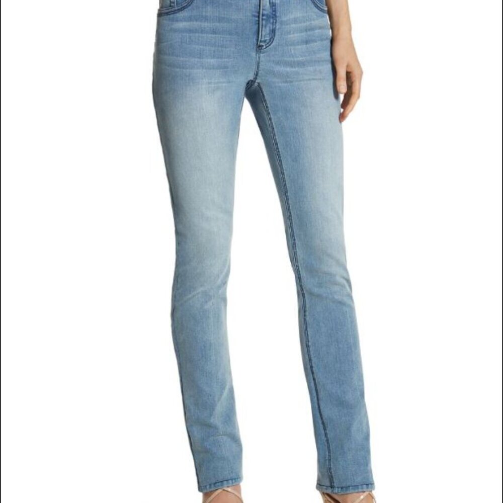 Chicos Jeans Womens Size 0 Blue So Lifting Slim Leg Mid Rise EUC